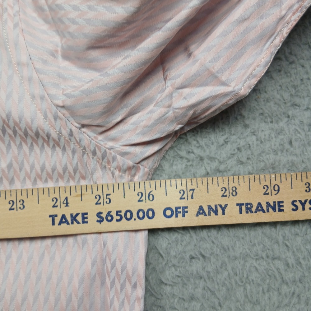 Steven Land Dress Shirt Men's 17.5 Pink Stripe Contrast Cuff - Picture 8 of 10